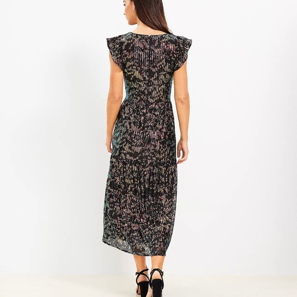 Loft Sequin Flutter Tiered Midi Dress - Picture 3 of 5
